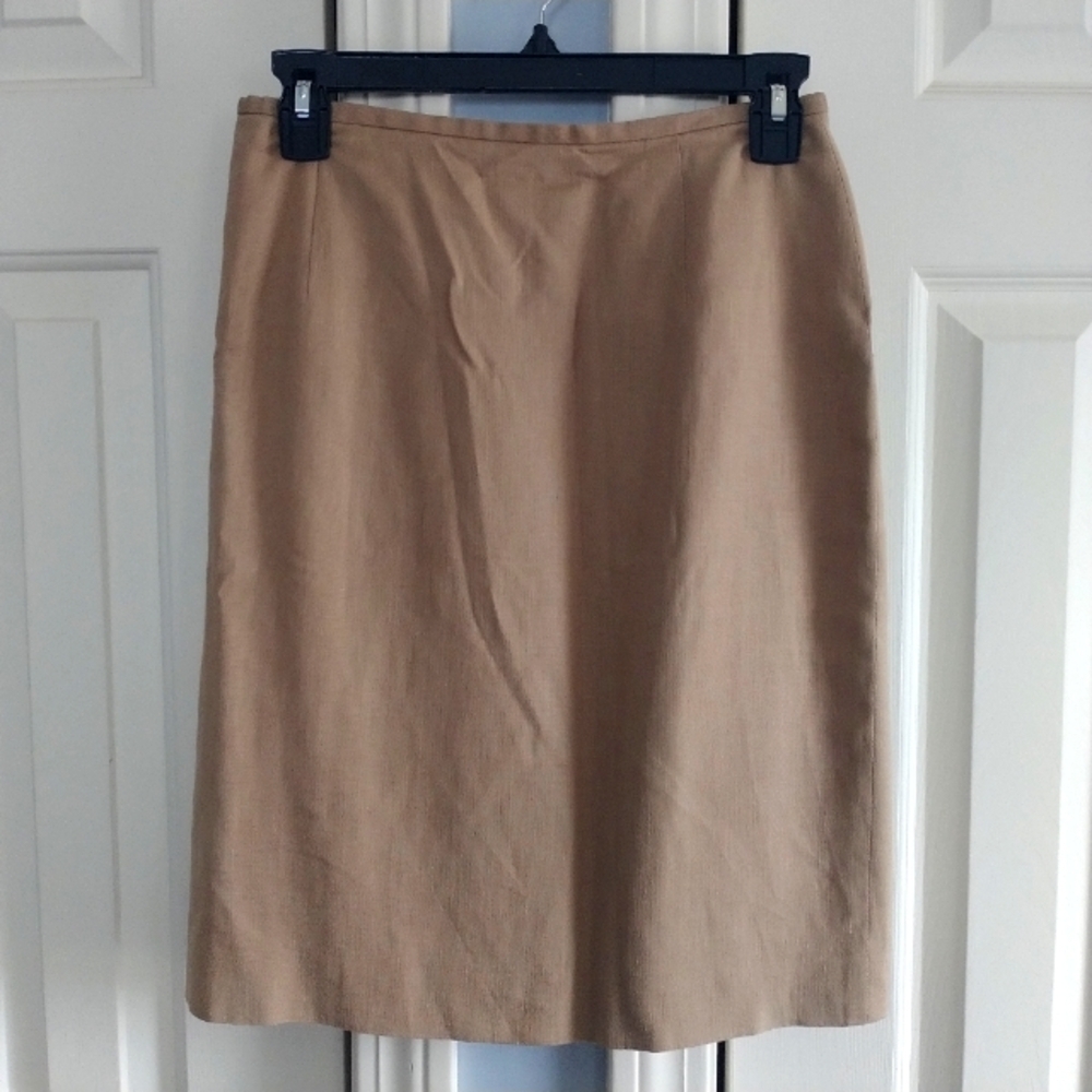Rena Rowan for Saville Petite Vintage Tan Linen Blend Skirt 10P